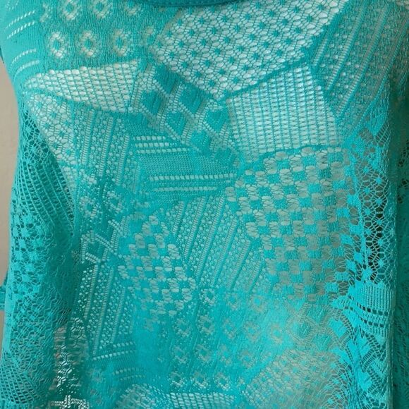 Bozzolo Blue Lace Crop Top Cover Up Large - Picture 2 of 4